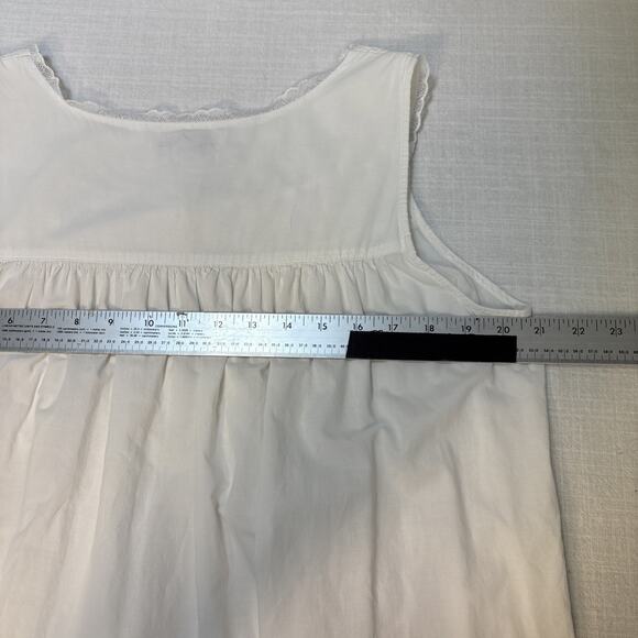 Vintage Eileen Wet Cotton Lawn Lace Nightgown White Sleeveless Ballet Length - Picture 16 of 16